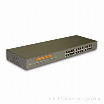 24-port Network Switch with 19-inch Rack-mountable Steel Case, Supports Automatic-MDI/MDIX Function